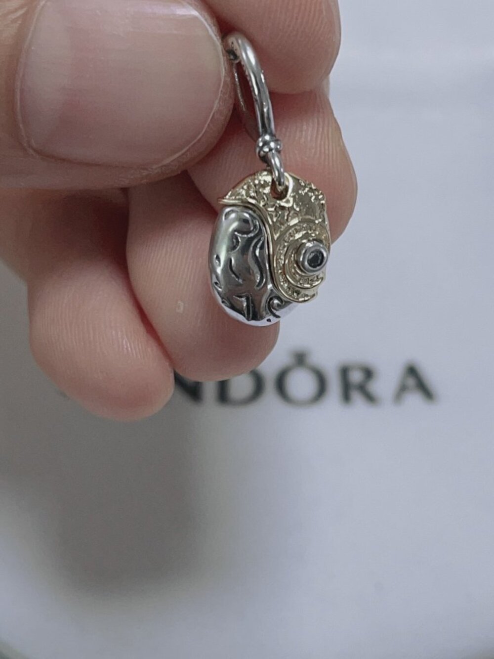 Pandora Two-tone Conch Spiral Dangle Charm Pendant